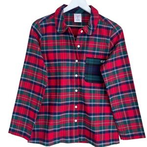 Vineyard Vines Classic Red & Green Plaid Cotton Blend Button Down Blouse Size XS